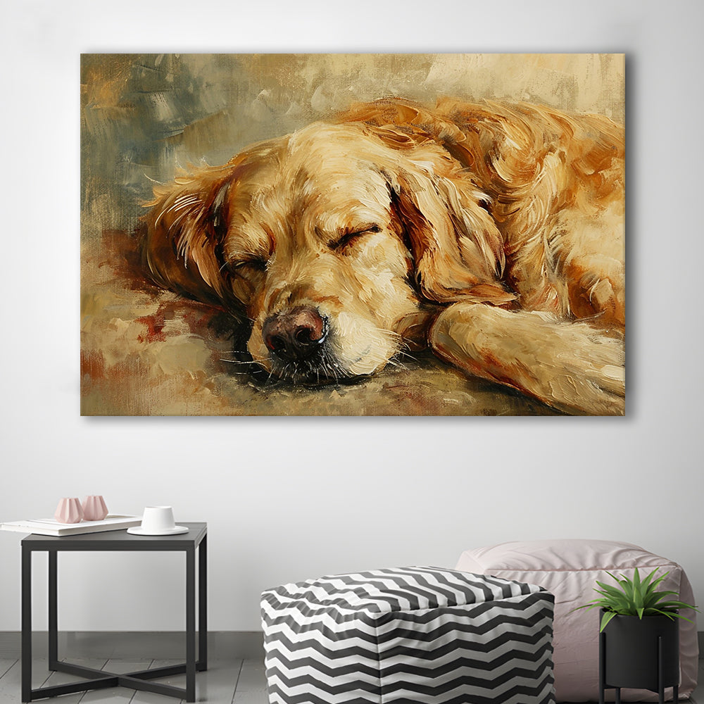 Vintage Golden Retriever Art Print Oil Painting Antique Art Gift For Dog Lovers, Canvas Print Wall Art, Wall Decor, Painting Canvas