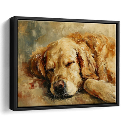 Vintage Golden Retriever Art Print Oil Painting Antique Art Gift For Dog Lovers, Framed Canvas Print Wall Art, Floating Frame