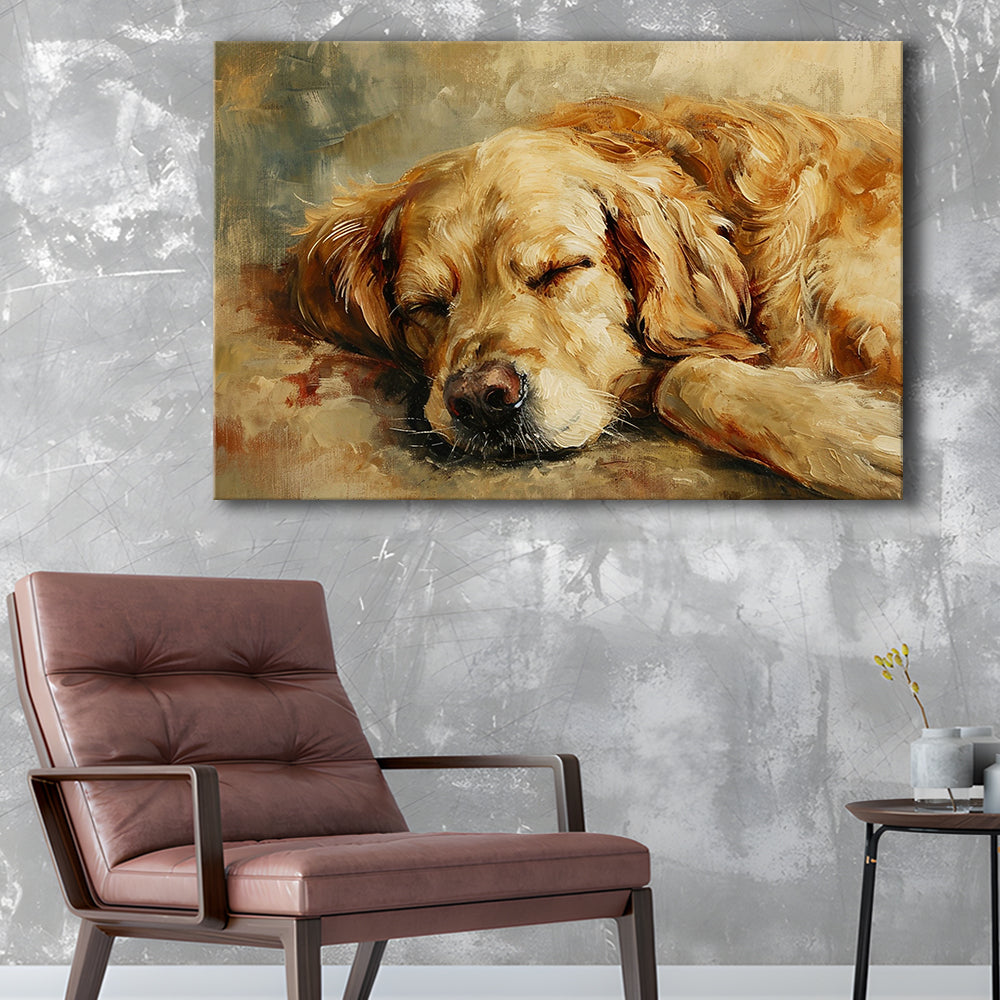 Vintage Golden Retriever Art Print Oil Painting Antique Art Gift For Dog Lovers, Canvas Print Wall Art, Wall Decor, Painting Canvas