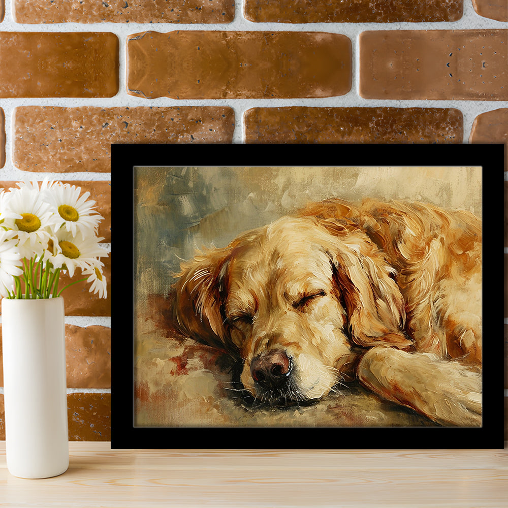 Vintage Golden Retriever Art Print Oil Painting Antique Art Gift for Dog Lovers, Framed Art Print Wall Decor, Picture Framed