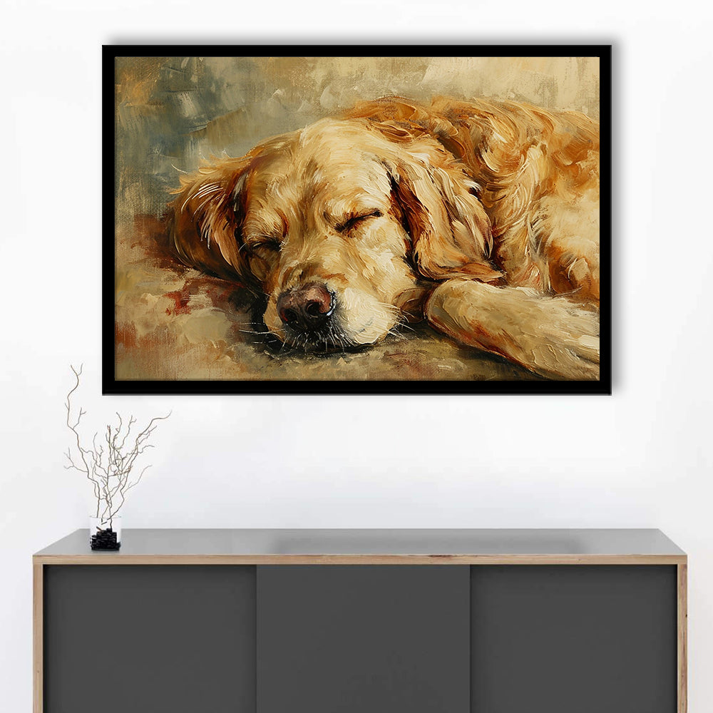 Vintage Golden Retriever Art Print Oil Painting Antique Art Gift for Dog Lovers, Framed Art Print Wall Decor, Picture Framed