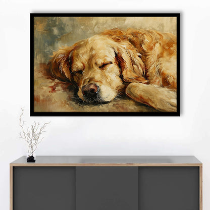 Vintage Golden Retriever Art Print Oil Painting Antique Art Gift for Dog Lovers, Framed Art Print Wall Decor, Picture Framed
