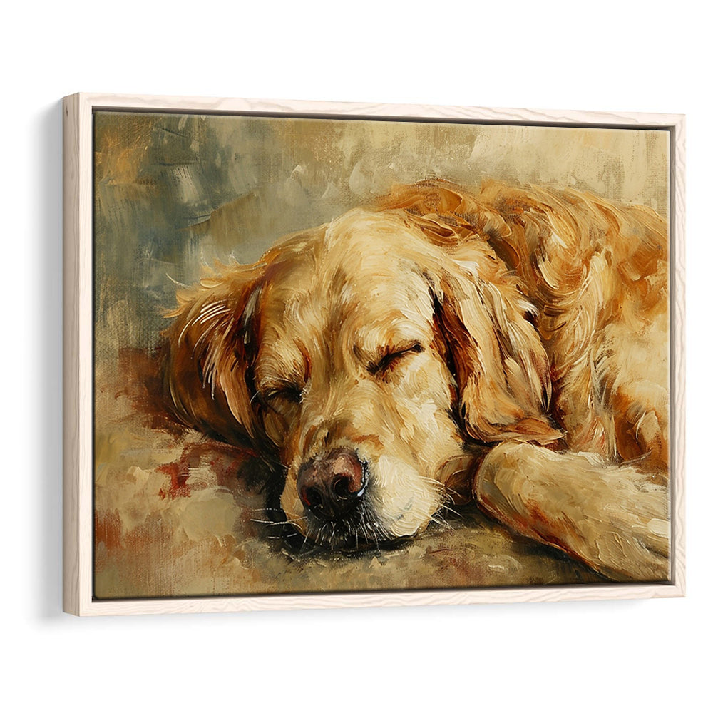 Vintage Golden Retriever Art Print Oil Painting Antique Art Gift For Dog Lovers, Framed Canvas Print Wall Art, Floating Frame