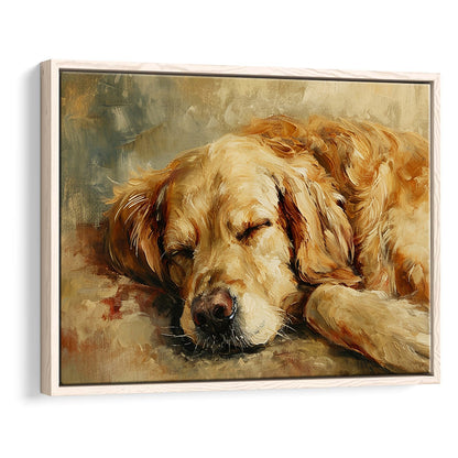 Vintage Golden Retriever Art Print Oil Painting Antique Art Gift For Dog Lovers, Framed Canvas Print Wall Art, Floating Frame
