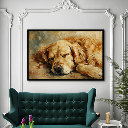 Vintage Golden Retriever Art Print Oil Painting Antique Art Gift for Dog Lovers, Framed Art Print Wall Decor, Picture Framed