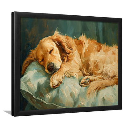 Vintage Golden Retriever Puppy Art Print Oil Painting, Gift for Dog Lovers, Framed Art Print Wall Decor, Picture Framed