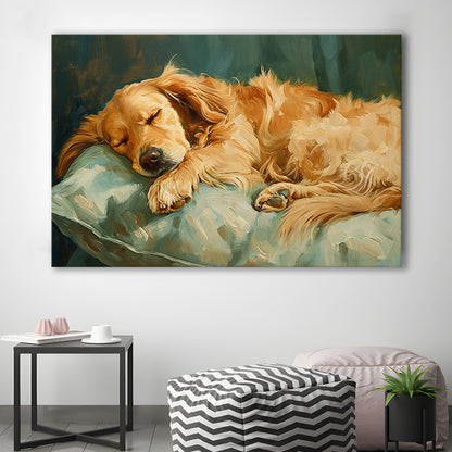 Vintage Golden Retriever Puppy Art Print Oil Painting, Gift For Dog Lovers, Canvas Print Wall Art, Wall Decor, Painting Canvas