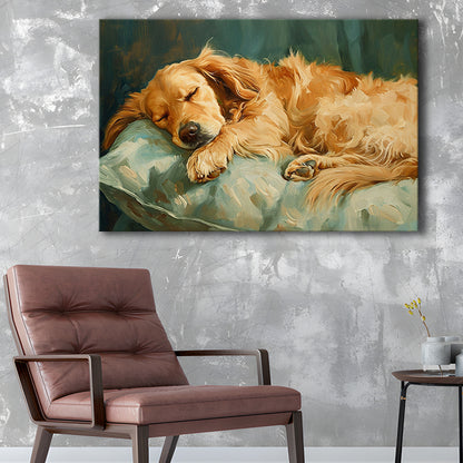 Vintage Golden Retriever Puppy Art Print Oil Painting, Gift For Dog Lovers, Canvas Print Wall Art, Wall Decor, Painting Canvas