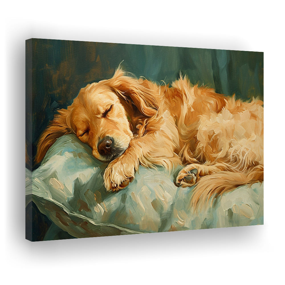 Vintage Golden Retriever Puppy Art Print Oil Painting, Gift For Dog Lovers, Canvas Print Wall Art, Wall Decor, Painting Canvas