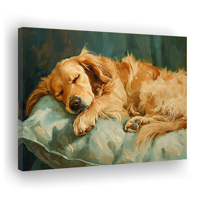 Vintage Golden Retriever Puppy Art Print Oil Painting, Gift For Dog Lovers, Canvas Print Wall Art, Wall Decor, Painting Canvas