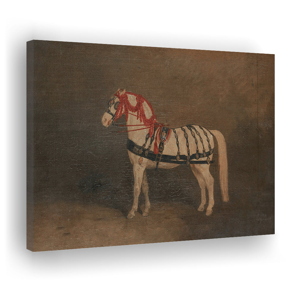 Vintage Horse Oil Painting Antique Equestrian Art Dark Academia Rustic Fine Art