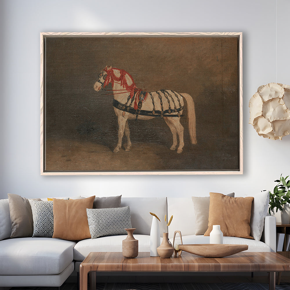 Vintage Horse Oil Painting Antique Equestrian Art Dark Academia Rustic Fine Art