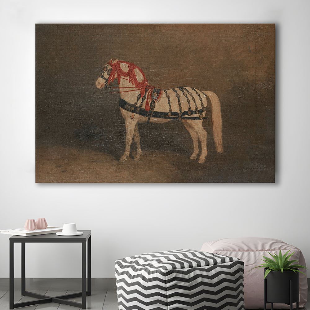 Vintage Horse Oil Painting Antique Equestrian Art Dark Academia Rustic Fine Art