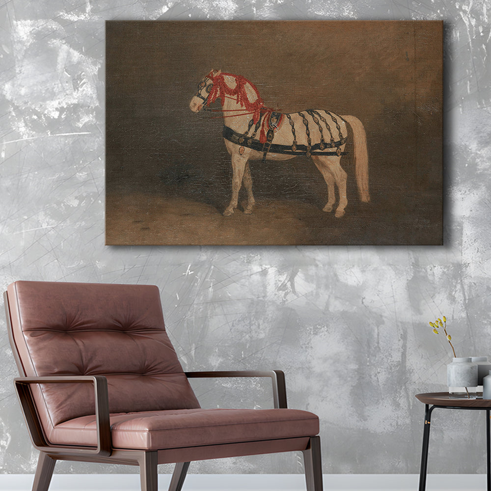 Vintage Horse Oil Painting Antique Equestrian Art Dark Academia Rustic Fine Art