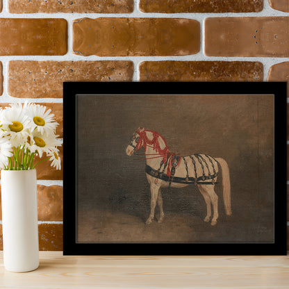 Vintage Horse Oil Painting Antique Equestrian Art Dark Academia Rustic Fine Art
