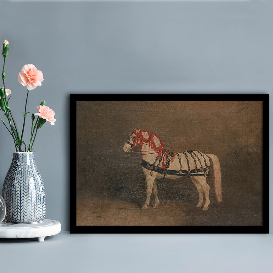 Vintage Horse Oil Painting Antique Equestrian Art Dark Academia Rustic Fine Art