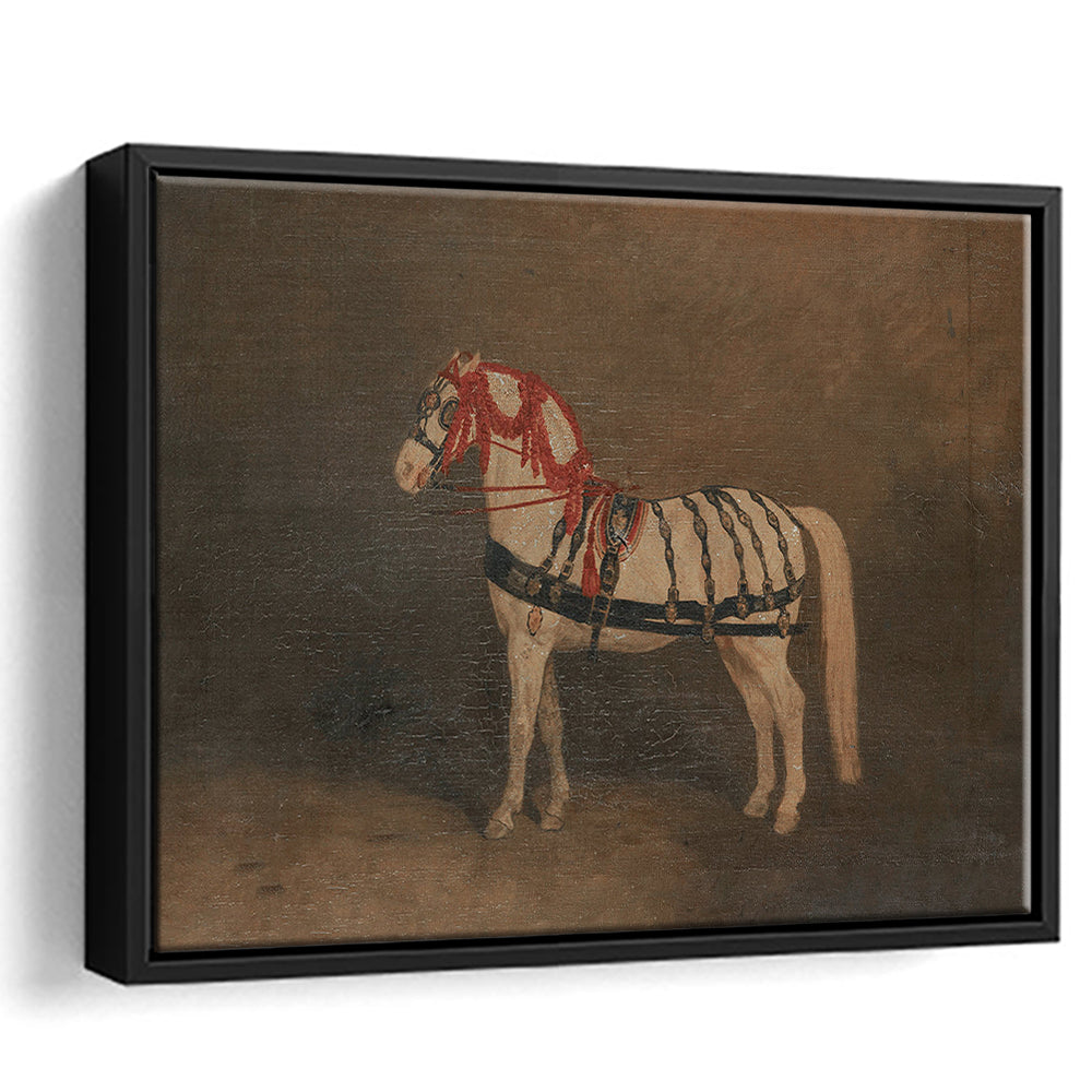 Vintage Horse Oil Painting Antique Equestrian Art Dark Academia Rustic Fine Art