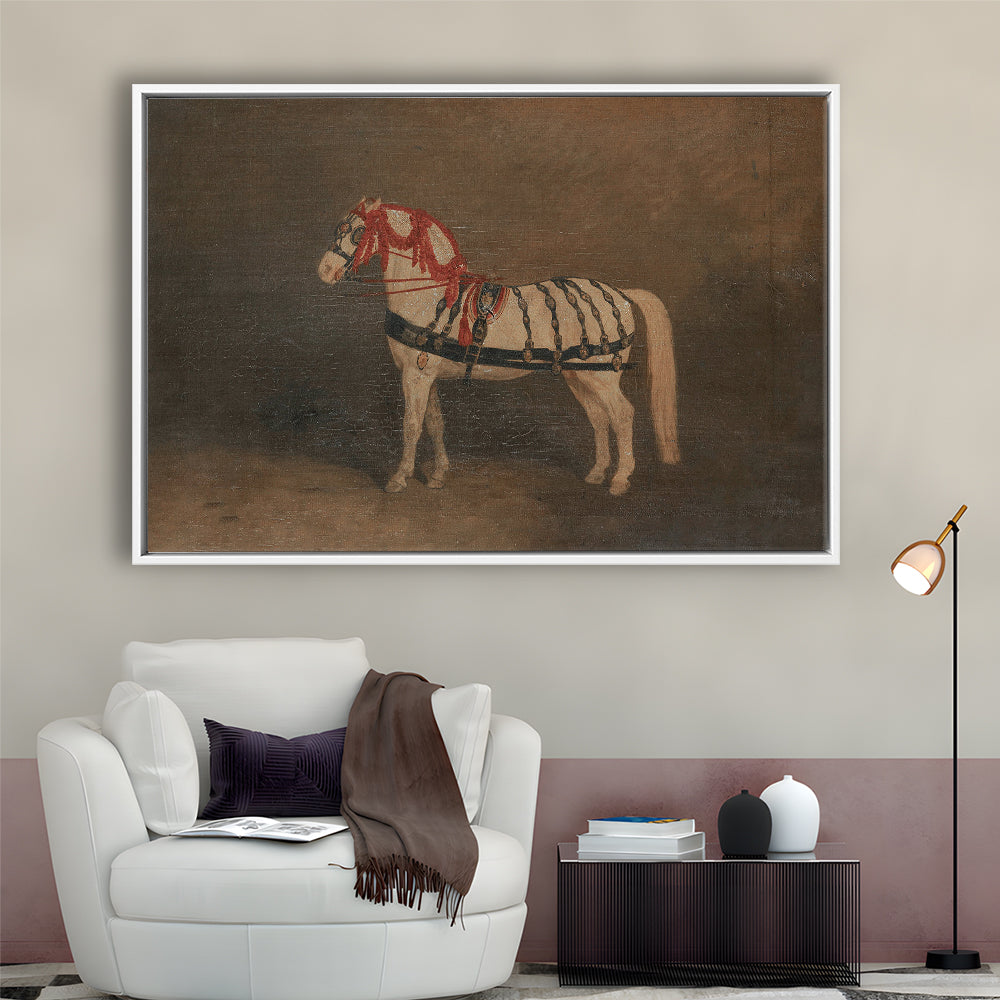 Vintage Horse Oil Painting Antique Equestrian Art Dark Academia Rustic Fine Art