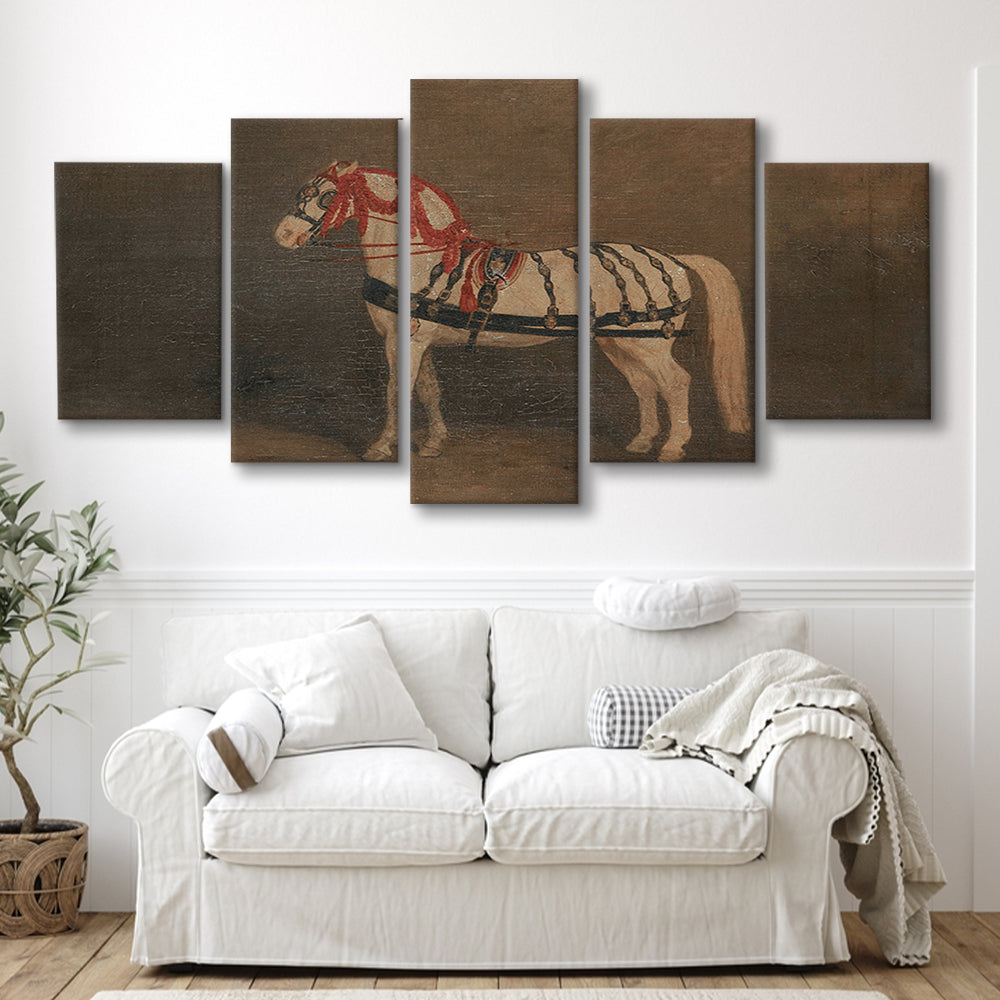 Vintage Horse Oil Painting Antique Equestrian Art Dark Academia Rustic Fine Art