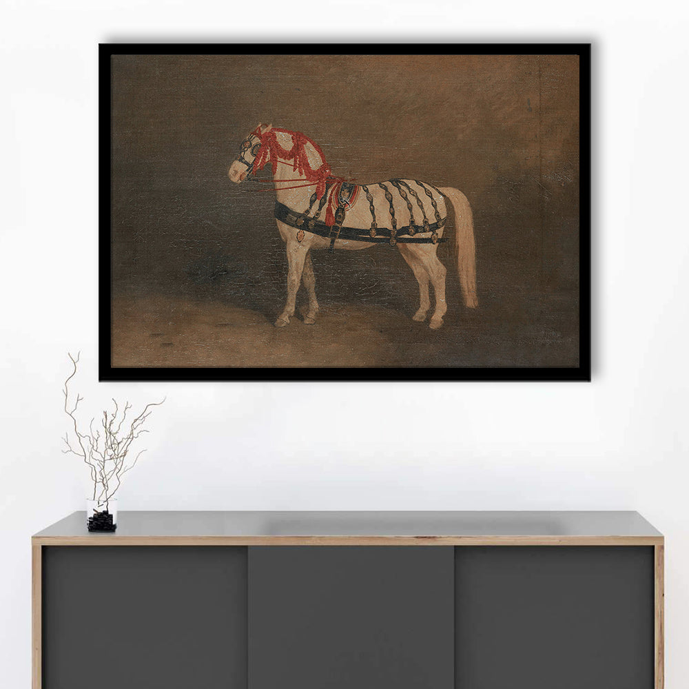 Vintage Horse Oil Painting Antique Equestrian Art Dark Academia Rustic Fine Art
