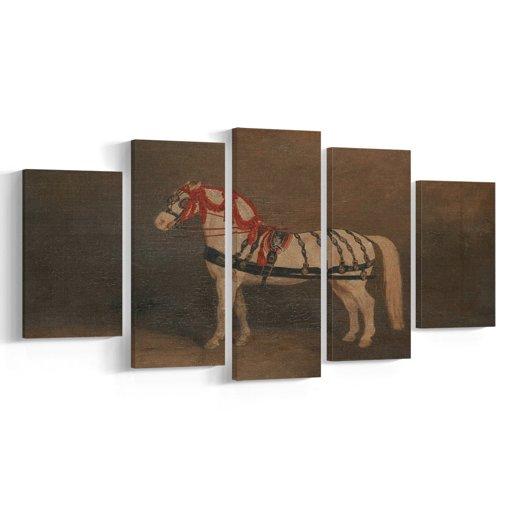 Vintage Horse Oil Painting Antique Equestrian Art Dark Academia Rustic Fine Art