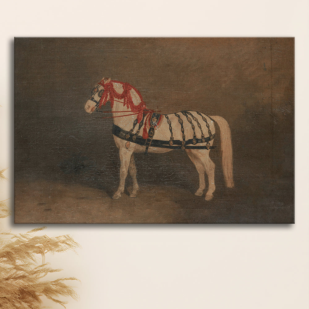Vintage Horse Oil Painting Antique Equestrian Art Dark Academia Rustic Fine Art