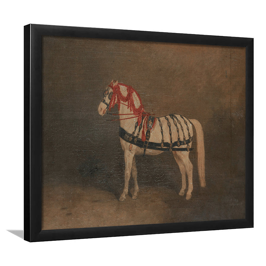 Vintage Horse Oil Painting Antique Equestrian Art Dark Academia Rustic Fine Art