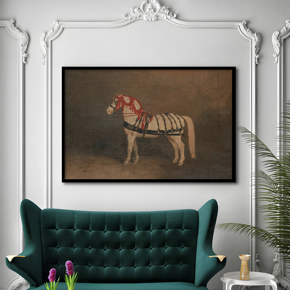 Vintage Horse Oil Painting Antique Equestrian Art Dark Academia Rustic Fine Art