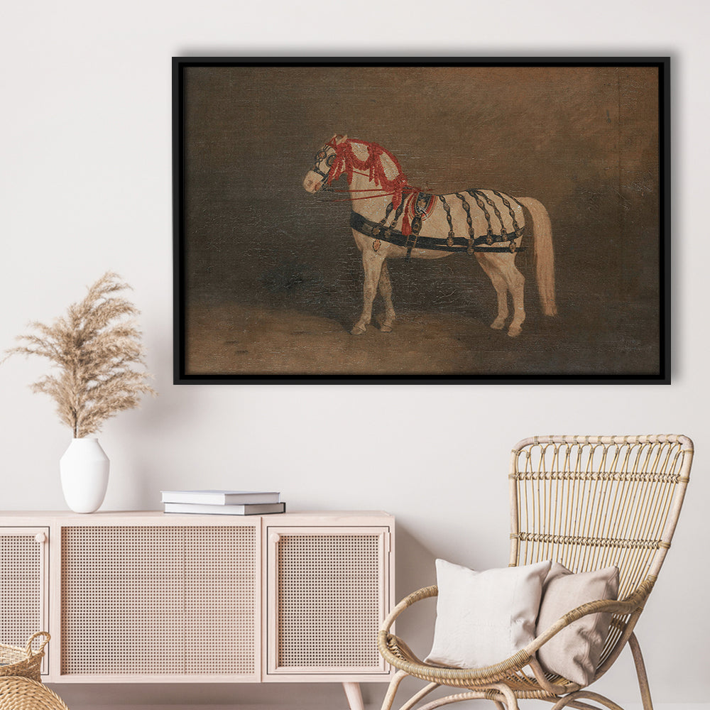 Vintage Horse Oil Painting Antique Equestrian Art Dark Academia Rustic Fine Art
