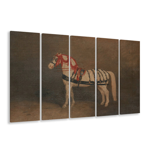 Vintage Horse Oil Painting Antique Equestrian Art Dark Academia Rustic Fine Art, Extra Large Canvas Print