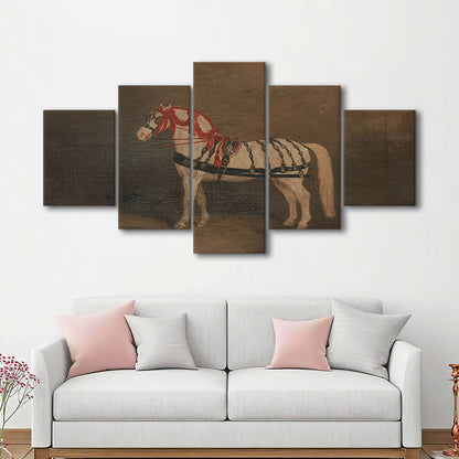 Vintage Horse Oil Painting Antique Equestrian Art Dark Academia Rustic Fine Art