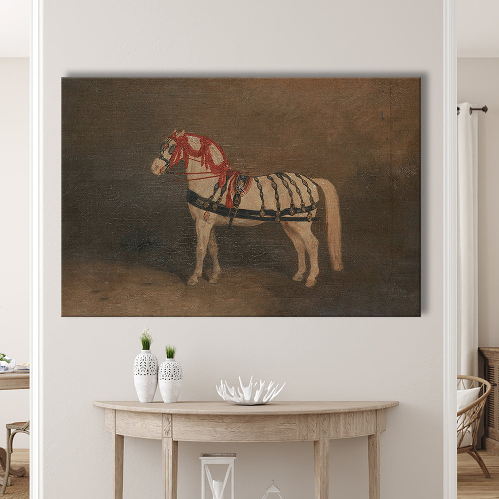 Vintage Horse Oil Painting Antique Equestrian Art Dark Academia Rustic Fine Art