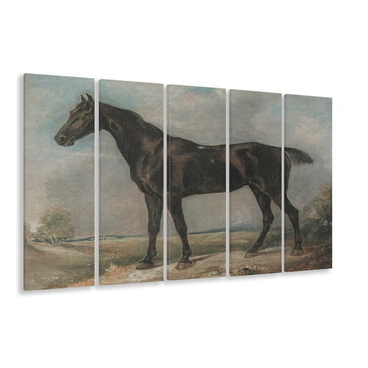 Vintage Horse Oil Painting Equestrian 5 Panels Canvas Print Wall Art,s Farmhouse Decor Gallery 5 Panels Canvas Print Wall Art