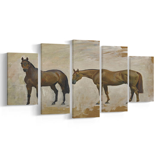 Vintage Horse Print Mixed Canvas Print Wall Art, Horse Art Wall Decor, Ready to hang
