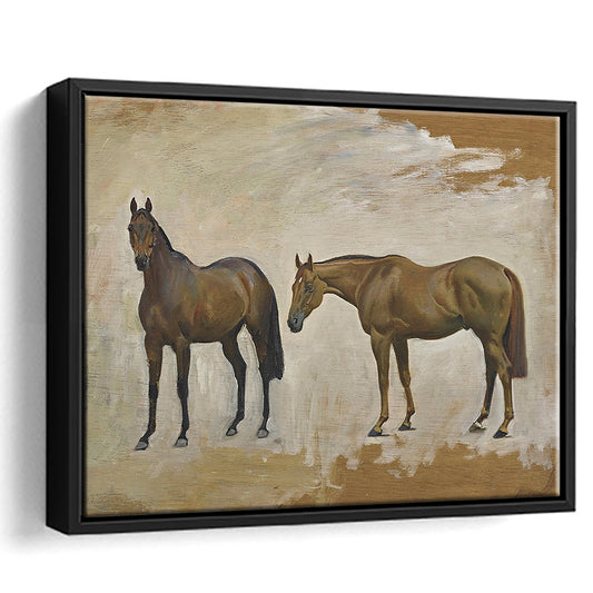 Vintage Horse Print Framed Canvas Print Wall Art, Horse Art Wall Decor, Ready to hang