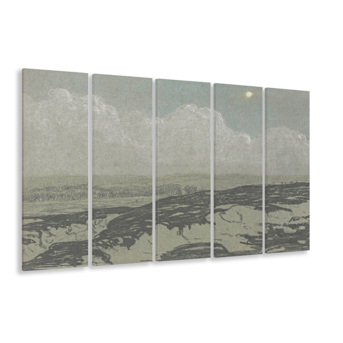 Vintage Landscape Art 5 Panels Canvas Print Wall Art,Oil Painting Vintage Prints, Ready to hang