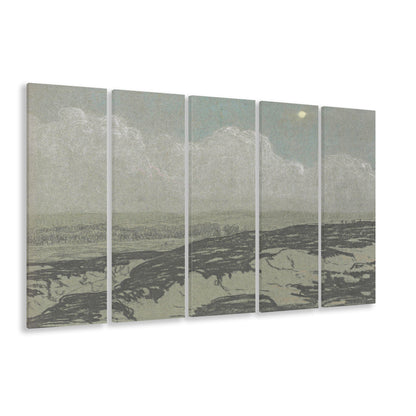 Vintage Landscape Art 5 Panels Canvas Print Wall Art,Oil Painting Vintage Prints, Ready to hang