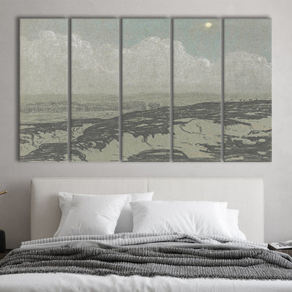 Vintage Landscape Art 5 Panels Canvas Print Wall Art,Oil Painting Vintage Prints, Ready to hang