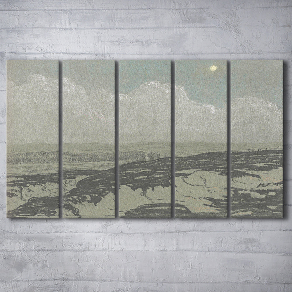 Vintage Landscape Art 5 Panels Canvas Print Wall Art,Oil Painting Vintage Prints, Ready to hang