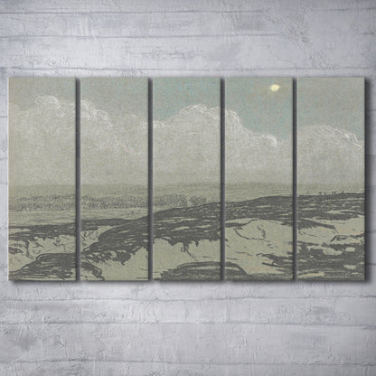 Vintage Landscape Art 5 Panels Canvas Print Wall Art,Oil Painting Vintage Prints, Ready to hang