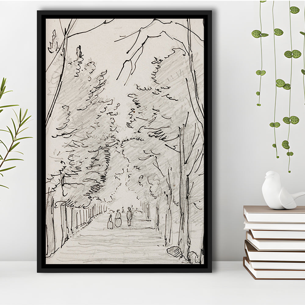 Vintage Landscape Prints Landscape Sketch Vintage Framed Canvas Print Wall Art
