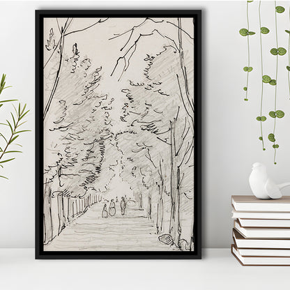 Vintage Landscape Prints Landscape Sketch Vintage Framed Canvas Print Wall Art