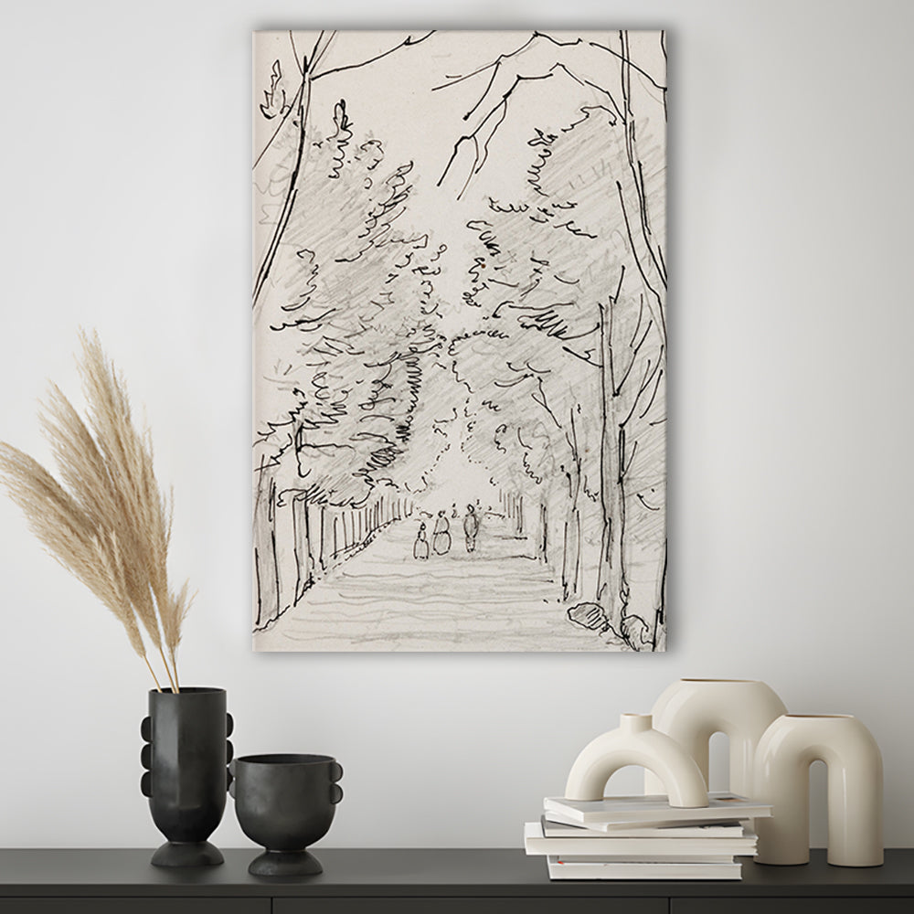 Vintage Landscape Prints Landscape Sketch Vintage Canvas Print Wall Art