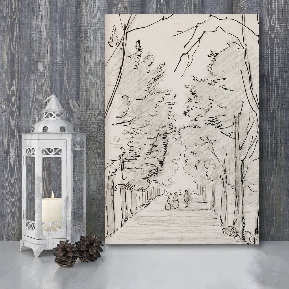 Vintage Landscape Prints Landscape Sketch Vintage Canvas Print Wall Art