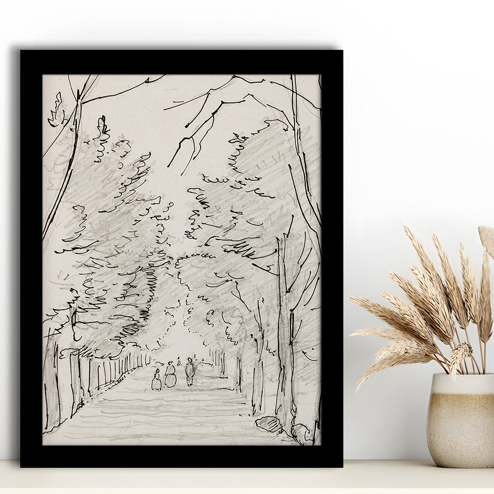 Vintage Landscape Prints Landscape Sketch Vintage Framed Art Print Wall Decor