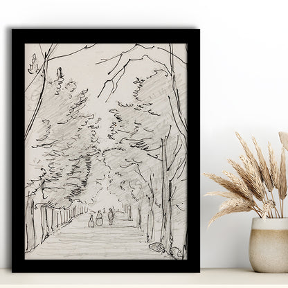 Vintage Landscape Prints Landscape Sketch Vintage Framed Art Print Wall Decor