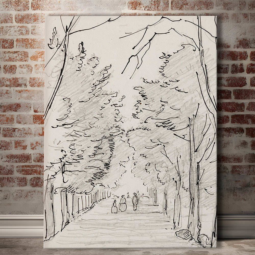 Vintage Landscape Prints Landscape Sketch Vintage Canvas Print Wall Art