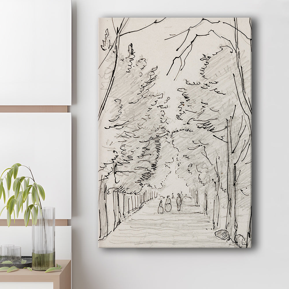 Vintage Landscape Prints Landscape Sketch Vintage Canvas Print Wall Art