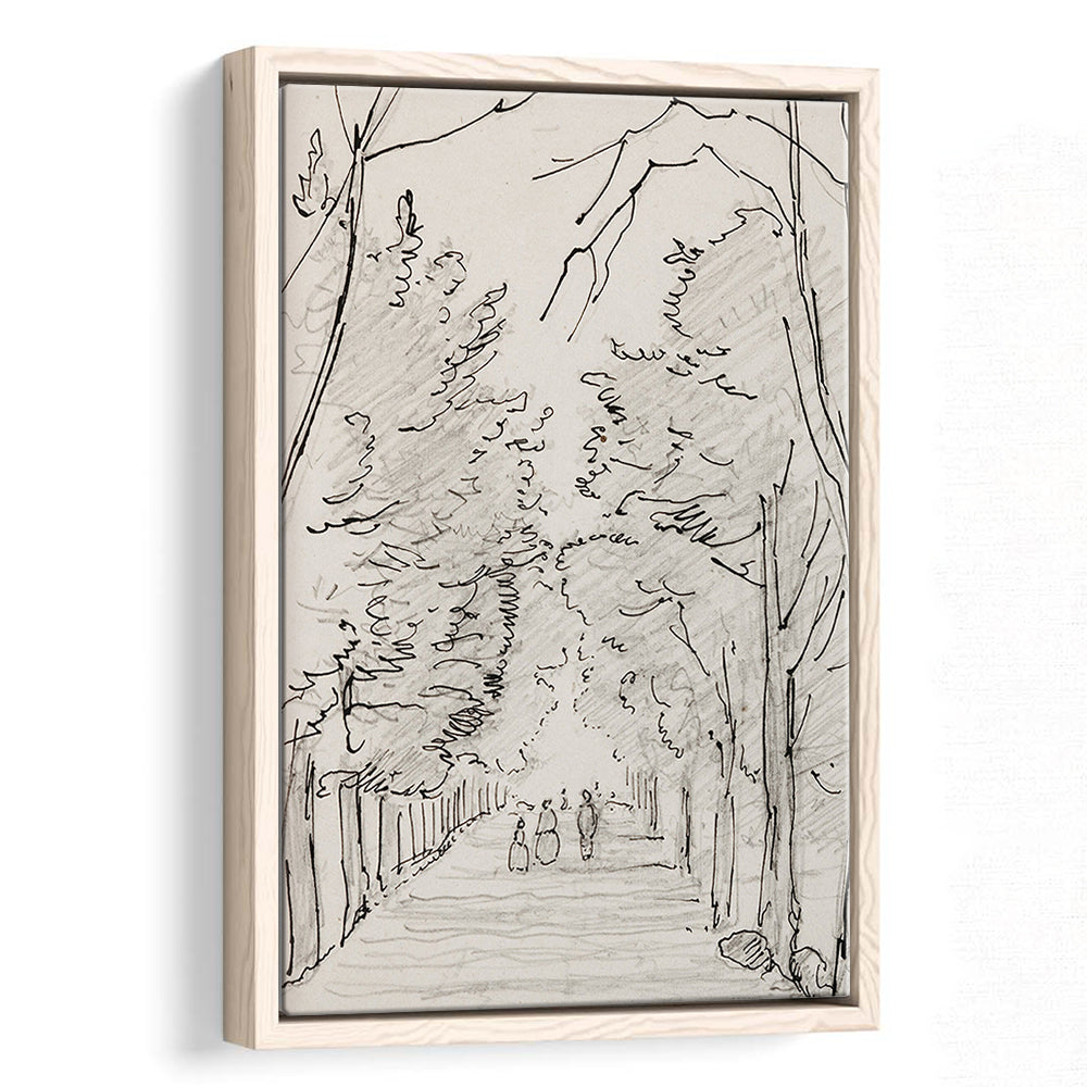 Vintage Landscape Prints Landscape Sketch Vintage Framed Canvas Print Wall Art