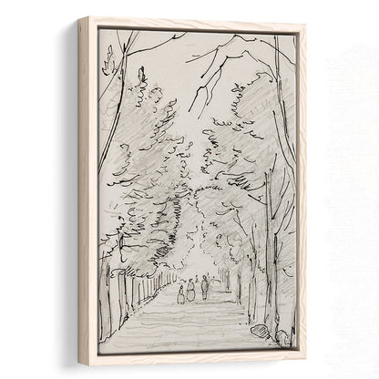 Vintage Landscape Prints Landscape Sketch Vintage Framed Canvas Print Wall Art